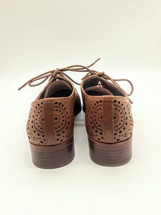 Louise et Cie Annacis Perforated Oxford Brown Leather Laser Cut Loafers - Picture 6 of 8
